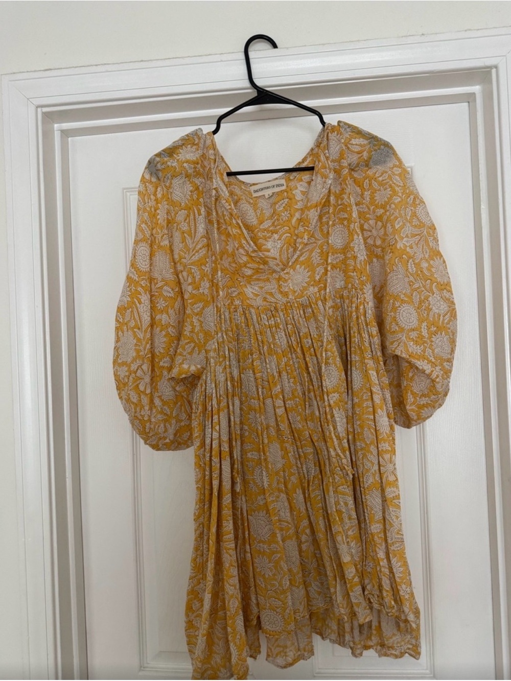 Daughters of India Yellow Floral Mini Dress
